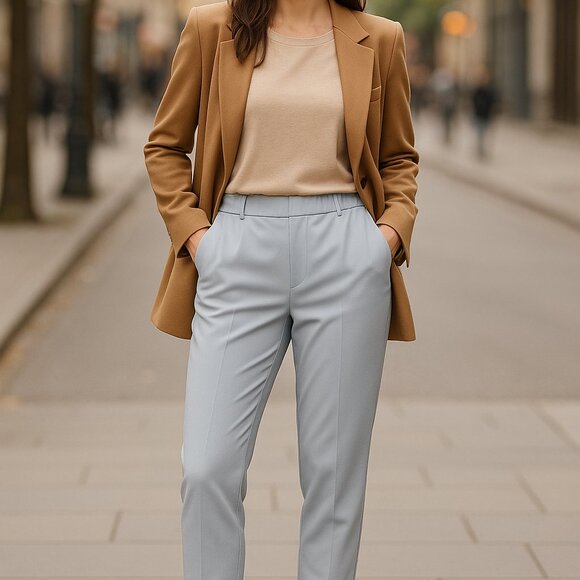 Babaton Atelier Light Blue Pull-On Pants Sz 8 Side Pockets Tapered Leg Quiet Lux - Picture 8 of 8